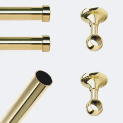 Boulet Kit de tringle à rideaux Laiton Poli Verni 200cm Diam.20mm Embout Capuchon - Fixation Plafond -