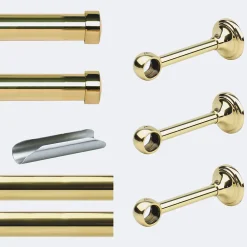 Sale Boulet Kit de tringle à rideaux Laiton Poli Verni 300cm Diam.20mm Embout Capuchon - Fixation Mur -