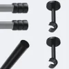 Boulet Kit de tringle à rideaux Noir Mat 200cm Diam.20mm Embout Cylindre 2ST - Fixation Mur -* Kit De Barre De Rideau