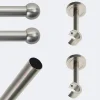 Boulet Kit de tringle à rideaux Nickel Mat 200cm Diam.20mm Embout Boule - Fixation Mur -* Kit De Barre De Rideau