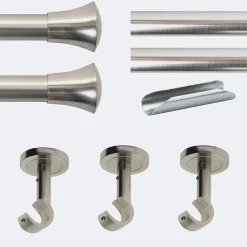 Boulet Kit de tringle à rideaux Nickel Mat 300cm Diam.20mm Embout Pommeau - Fixation Plafond -* Kit De Barre De Rideau