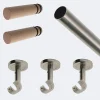 Hot Boulet Kit de tringle à rideaux Nickel Mat 250cm Diam.20mm Embout Cylindre Bois - Fixation Plafond -