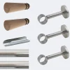 Best Boulet Kit de tringle à rideaux Nickel Mat 300cm Diam.28mm Embout Cône Bois - Fixation Mur -
