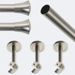 Sale Boulet Kit de tringle à rideaux Nickel Mat 250cm Diam.20mm Embout Pommeau - Fixation Mur -