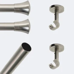 Boulet Kit de tringle à rideaux Nickel Mat 150cm Diam.20mm Embout Pommeau Lisse - Fixation Plafond -* Kit De Barre De Rideau