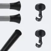 New Boulet Kit de tringle à rideaux Noir Mat 300cm Diam.20mm Embout Pommeau - Fixation Mur -