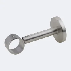 Boulet Kit de tringle à rideaux Nickel Mat 150cm Diam.28mm Embout Cylindre Bois - Fixation Mur -* Kit De Barre De Rideau