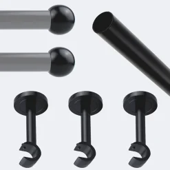 Online Boulet Kit de tringle à rideaux Noir Mat 250cm Diam.20mm Embout Boule - Fixation Mur -