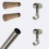 Boulet Kit de tringle à rideaux Nickel Mat 200cm Diam.20mm Embout Cône Bois - Fixation Plafond -