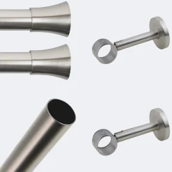 Boulet Kit de tringle à rideaux Nickel Mat 150cm Diam.28mm Embout Pommeau - Fixation Mur -* Kit De Barre De Rideau