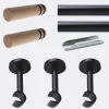 Boulet Kit de tringle à rideaux Noir Mat 300cm Diam.20mm Embout Cylindre Bois - Fixation Mur -* Kit De Barre De Rideau