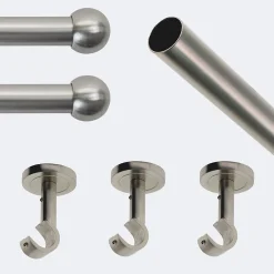 Discount Boulet Kit de tringle à rideaux Nickel Mat 250cm Diam.20mm Embout Boule - Fixation Plafond -
