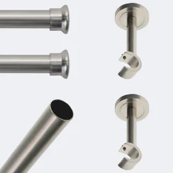 Boulet Kit de tringle à rideaux Nickel Mat 150cm Diam.20mm Embout Chapeau - Fixation Mur -* Kit De Barre De Rideau