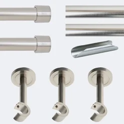 Online Boulet Kit de tringle à rideaux Nickel Mat 300cm Diam.20mm Embout Capuchon - Fixation Mur -