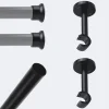 Discount Boulet Kit de tringle à rideaux Noir Mat 200cm Diam.20mm Embout Chapeau - Fixation Mur -