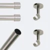 Outlet Boulet Kit de tringle à rideaux Nickel Mat 150cm Diam.20mm Embout Capuchon - Fixation Plafond -
