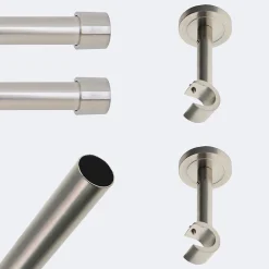 Boulet Kit de tringle à rideaux Nickel Mat 150cm Diam.20mm Embout Capuchon - Fixation Mur -* Kit De Barre De Rideau