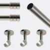 Outlet Boulet Kit de tringle à rideaux Nickel Mat 250cm Diam.20mm Embout Cylindre 2ST - Fixation Plafond -