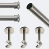 Boulet Kit de tringle à rideaux Nickel Mat 250cm Diam.20mm Embout Chapeau - Fixation Mur -* Kit De Barre De Rideau