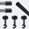 Boulet Kit de tringle à rideaux Noir Mat 250cm Diam.20mm Embout Cylindre 2ST - Fixation Mur -* Kit De Barre De Rideau