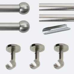 Sale Boulet Kit de tringle à rideaux Nickel Mat 300cm Diam.20mm Embout Boule - Fixation Plafond -