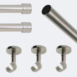 Sale Boulet Kit de tringle à rideaux Nickel Mat 250cm Diam.20mm Embout Capuchon - Fixation Plafond -