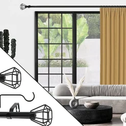 Best Mobois Kit tringle à rideaux extensible géométrique (160-300 cm - Noir)