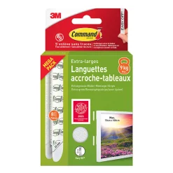 Outlet 3M Command Languette adhésive accroche tableau blanc XL - 8 paires