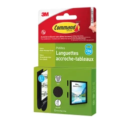 3M Command Languette adhésive accroche-tableaux petites max 2kg - 4 paires noir* Fixation Décoration Murale