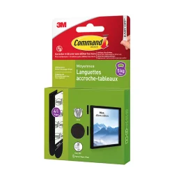 3M Command Languette adhésive accroche-tableaux moyennes max 5kg - 4 paires noir* Fixation Décoration Murale
