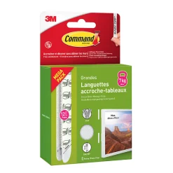 3M Command Languette adhésive accroche-tableaux grandes max 7kg - 12 paires* Fixation Décoration Murale