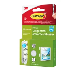 3M Command Languette adhésive accroche-tableaux petites max 2kg - 4 paires* Fixation Décoration Murale
