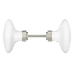 Best GoodHome Lot 2 boutons de porte ovale porcelaine et zinc blanc l.4.2cm x h.6.5cm