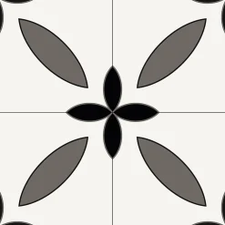 Online Dada Art Lot 8 carreaux adhésifs décoratifs Vinyl Way Vienne effet carreau de ciment noir & blanc L.20 x L.20 cm x ep.1,3 mm