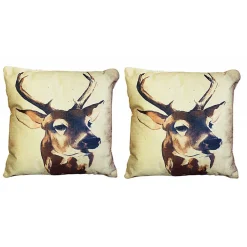 Best Meubletmoi Lot 2 coussins carrés 40 cm en tissu beige imprimé - CERF