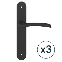 Online GoodHome Lot 3 ensembles poignée sur plaque rond Hirel effet nickel mat noir L.128mm x l.40mm entraxe 195mm