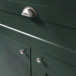 GoodHome Lot 6 poignées de meuble demi-ronde Govlin effet nickel satin gris l.81mm x l.30mm x H. 30mm entraxe 64mm* Poignée De Meuble