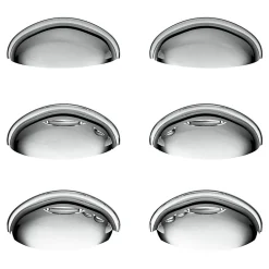 GoodHome Lot 6 poignées de meuble demi-ronde Armel effet chromé gris l.79mm x l.28mm x H. 26mm entraxe 64mm* Poignée De Meuble