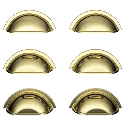 GoodHome Lot 6 poignées de meuble demi-ronde Govlin effet laiton doré l.81mm x l.30mm x H. 30mm entraxe 64mm* Poignée De Meuble