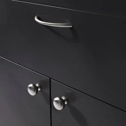 GoodHome Lot 6 poignées de meuble nœud Primel effet nickel satin gris l.114mm x l.11mm x H. 27mm entraxe 96mm* Poignée De Meuble