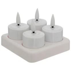 Atmosphera Créateur D'Intérieur Lot de 4 bougies chauffe-plats LED rechargeables Aitor blanc - Atmosphera* Bougie Et Senteur