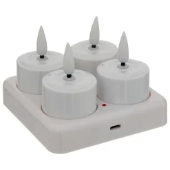 Atmosphera Créateur D'Intérieur Lot de 4 bougies chauffe-plats LED rechargeables Aitor blanc - Atmosphera* Bougie Et Senteur