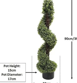 Discount Nature Pro Lot de 2 Buis Artificiels en Spirale Topiaire 90 cm