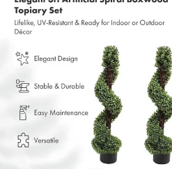 Discount Nature Pro Lot de 2 Buis Artificiels en Spirale Topiaire 90 cm