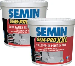 New Semin Lot de 2 colles Papiers Peints en Pâte Sem-Pro XXL, Prêt à l'Emploi, Seau de 5 kg