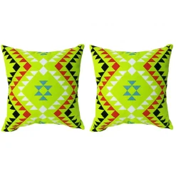 Meubletmoi Lot de 2 coussins carrés au motif tribal vert 45 x 45 cm - TRIBE* Coussin Pour Canapé