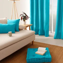 New Cmadeco Lot de 2 coussins déhoussables, carré 60x60cm, turquoise, 100% coton, collection Panama,