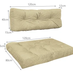 Vounot Lot de 2 Coussins pour palettes en bois beige