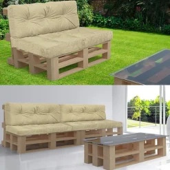 Vounot Lot de 2 Coussins pour palettes en bois beige