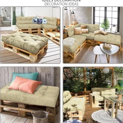 Vounot Lot de 2 Coussins pour palettes en bois beige